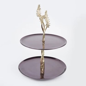 High End Quality Round Metal <b>Cake</b> <b>Stand</b> Handmade with Woven Base and Brushed Finish - Product Image 4