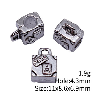 Perles à grand trou en alliage de zinc argent antique <span class=keywords><strong>PARIS</strong></span>, 11x8.6x6.9mm, 1.9g, pour bracelet et bijoux DIY - Product Image 3
