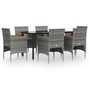 <b>Grey</b> Rattan Garden Dining Set 6 Seater Weather Resistant Outdoor Furniture Contemporary Style Steel <b>Frame</b> - Product Image 2