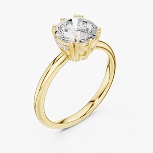 Bague de fiançailles solitaire en diamant de laboratoire rond brillant de 2,036 carats, or jaune 9K, 6 griffes, vente en gros, bijoux OEM - Product Image 6