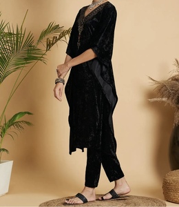 Luxury <b>Kaftan</b> Abaya Handmade Moroccan Arabian Dress Long Sleeve Neck Polyester Regular Fit Casual Evening Party Wedding Flared - Product Image 6