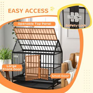 48\" Heavy Duty Dog <b>Crate</b> for XL and L Dogs Stable Large Cage with 4 Lockable Wheels Double Doors & Removable Tray - Product Image 6