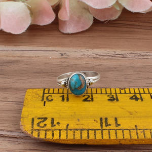 Anillo de Plata de Ley 925 con Turquesa Azul Clásica Hecha a Mano al por Mayor, Joyería de Piedra Genuina para Mujer - Product Image 4