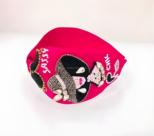 Bandeau en tissu de velours brodé personnalisé avec paillettes Accessoires de cheveux de Noël blanc de style américain pour les vacances festives des enfants - Product Image 3