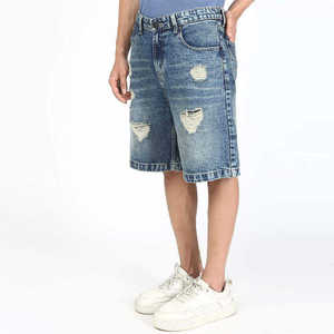 Shorts en jean pour homme, séchage rapide, look attrayant, 100% coton, uni, style streetwear d'été - Product Image 2