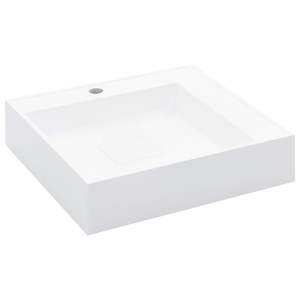 Lavabo de Baño de Mármol Mineral Blanco de 19.7"x19.7"x4.8", Lavabo Elegante para Decoraciones con Estilo - Product Image 2