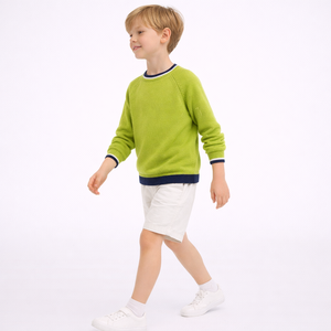 Nouveau design <span class=keywords><strong>Pull</strong></span>-over à col rond et à manches raglan en coton avec motif jacquard pour bébés garçons à la mode - Product Image 3