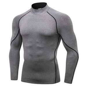 High Collar <b>Men</b> Athletic Sports Shirt Long Sleeve Quick Dry <b>Compression</b> Shirts Fitness Gym Wear - Product Image 2