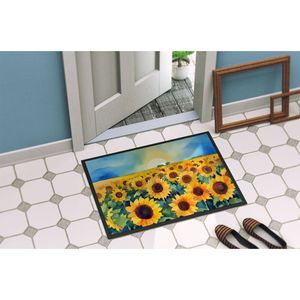 Kansas Sunflowers in Watercolor Doormat Front <b>Door</b> <b>Mat</b> <b>Indoor</b> Outdoor Rugs for Entryway, Non Slip Washable Low Pile, 24H X 36W - Product Image 4