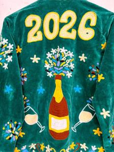 เสื้อแจ็คเก็ตผ้ากำมะหยี่สีเขียวปักลายซูซานี ลายปีใหม่ 2026 แขนยาว คอตั้ง ทำมือ สำหรับผู้หญิง เสื้อโค้ทฤดูใบไม้ร่วง - Product Image 4