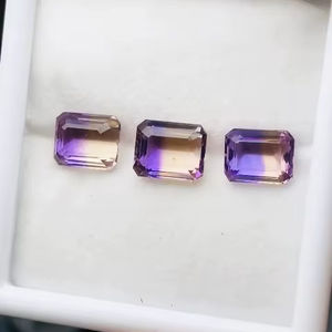 Ametrina natural con corte esmeralda, 3 piezas, calidad AAA, brillo AAA, buen color, perfecta para la elaboración y pulido de cualquier joyería. - Product Image 5