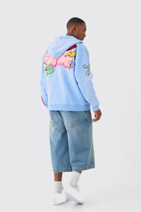 Sweat à capuche OEM bleu personnalisé 3D avec logo, respirant, coupe oversize, en molleton 100 % coton épais, teint uni, pour l'hiver - Product Image 2