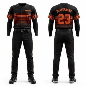 Tenue de baseball entièrement noire personnalisée, kit complet d'équipe, maillot, pantalon et chaussettes à motif camouflage numérique, vente en gros OEM, fabricant KhumBro Sports - Product Image 3