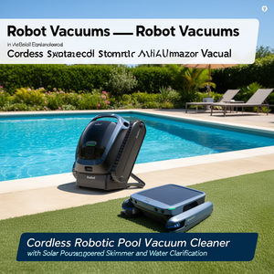 Limpiador robótico inalámbrico para piscinas con skimmer de energía solar y clarificador de agua - Product Image 3