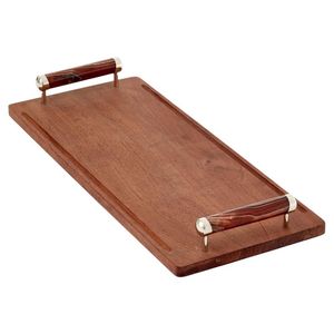 Plateau de service rectangulaire créatif en bois d'acacia nordique avec poignées métalliques, moderne, écologique et multifonctionnel, fourni par les fabricants. - Product Image 1