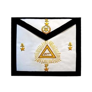 Tablier en cuir du 25e degré du Rite écossais, broderie dorée, fait main, accessoires de régalia maçonnique - Product Image 1