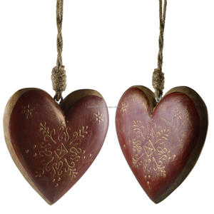 Décor à suspendre coeur en bois vintage meilleur design d'intérieur pour noël matériau naturel ornement à suspendre de noël - Product Image 6
