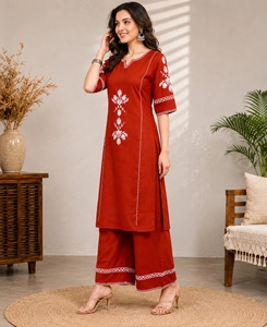 Festive Elegant Traditional Cloth Premium Rayon <b>Womens</b> Embroidered <b>Kurta</b> Palazzo Set Ethnic Wear Premium Rayon <b>Women's</b> - Product Image 3