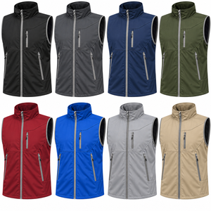 Gilet d'entraînement léger pour homme, sans manches, coupe-vent, avec fermeture éclair intégrale et poches zippées, personnalisable (OEM, marque privée) - Product Image 2