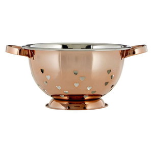 Premium Stainless Steel Rose Gold <b>Colander</b> With Unique Hearts Design Holes Kitchen Pasta & Vegetable <b>Strainer</b> With Handles - Product Image 1