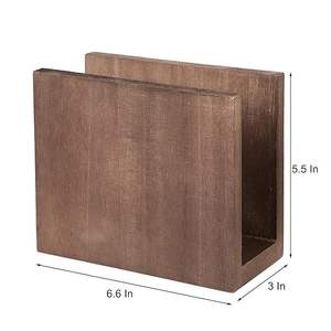 Porte-serviettes en bois rectangulaire, design ouvert sur le côté, organiseur pour tables à manger, cuisines, cafés, restaurants, hôtels - Product Image 3