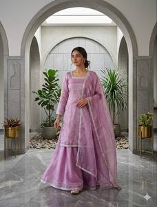 Women Ethnic Famcy Lace Border Work <b>Kurti</b> With Sharara & With Dupatta - Product Image 3