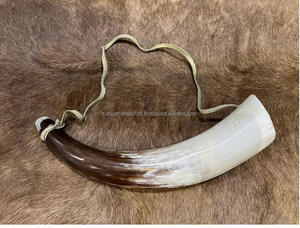 Corne de bœuf avec sangle en cuir, corne de vache véritable polie, style animal - Product Image 3