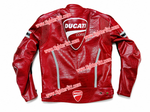 Ducat Cors Red Croco Embossed Leather Breathable <b>Racing</b> <b>Jacket</b> Full Sleeve Men Women Biker Windproof Adults Custom Plus Sizes - Product Image 6