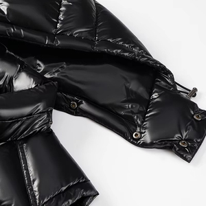 OEM Customized <b>Men</b> Black Puffer <b>Jacket</b> Casual Winter Warm <b>Lightweight</b> Polyester Oversized Zipper Closure Solid Color Regular Fit - Product Image 4