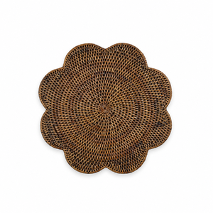 Set de table en rotin tissé de couleur foncée à motif floral, tapis et coussin élégants en provenance du Vietnam - Product Image 1