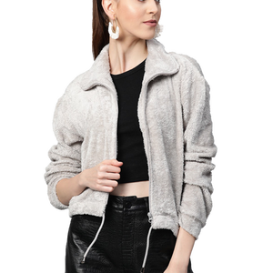 Women Sherpa fleece Faux Fur Wool Coat Breathable Warm Plush Casual hooded zipper collar Jacket snow wear <b>comfy</b> button closure - Product Image 1