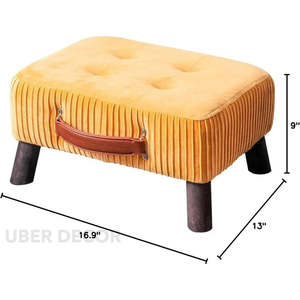 VelvetLift élégant Rectangle repose-pieds pouf petit tabouret de chevet avec poignée et pieds en bois meubles de salon - Product Image 1