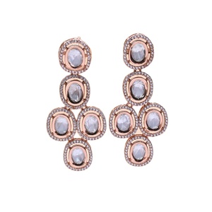 Latest Design Glamorous Pear-Shaped Polki <b>Earrings</b> Top Class Handcrafted <b>Fine</b> <b>Hoop</b> with Border Accents from Bulk Supplier - Product Image 1