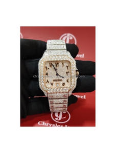 Marque entièrement glacé VVS Moissanite diamant clouté Hip Hop Bling buste vers le bas automatique mécanique montre-bracelet pour hommes femmes - Product Image 1