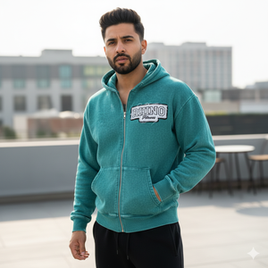 Sweat à capuche brodé de haute qualité personnalisé RHINO FITNESS pour hommes |   100% coton |   Vêtement ample pour l'automne |   Sweat-shirts à poches 360 g/m² - Product Image 2