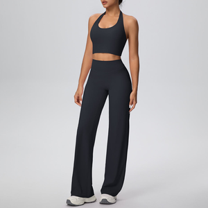 Conjunto de Yoga de 2 Piezas, Sin Tirantes, Cintura Alta, Largo Completo, Ropa Deportiva Sin Costuras, Transpirable, Estampado, Secado Rápido - Product Image 5