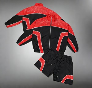 Ensemble de survêtement décontracté pour homme, color-block, respirant, léger, imprimé numérique, en polyester/nylon tricoté, pour le printemps et le style urbain - Product Image 6