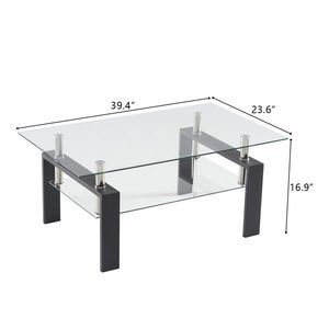 Two-Tier Arc Shaped Tempered Glass Coffee Table - Product Image 5