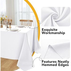 Set di 10 Tovaglie Rettangolari Bianche 60 X 84 Pollici, Tessuto in Poliestere Antimacchia per Tavoli da 4 Piedi, Lavabili - Product Image 2