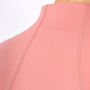 Women's Slim Fit Pink <b>Short</b> <b>Sleeve</b> Zipper Front <b>Base</b> <b>Layer</b> Top Solid Color Training Wear - Product Image 5