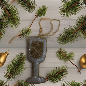 Adorno Navideño Hecho a Mano, Tapiz de Tela con Pedrería, Bordado de Cristal, Ecológico y Duradero para Taza - Product Image 6