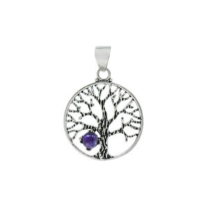 Collier Pendentif Arbre de Vie en Améthyste Violette Plaqué Or 18K Fait Main Bohème Pierre de Naissance Sans Nickel Chaîne Corde en Laiton Anniversaire - Product Image 2