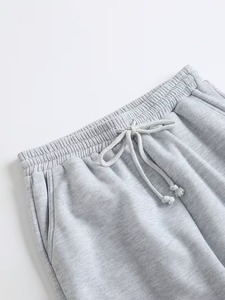 Pantalon de jogging unisexe gris clair en coton, couleur unie, taille à cordon, coupe ample, longueur intégrale, avec poches latérales, pour le printemps - Product Image 3
