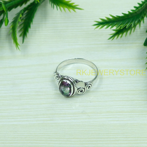 Anillo de Topacio Místico, Anillo de Plata de Ley 925, Anillos de Compromiso y Boda Hechos a Mano para Mujer, Joyería de Topacio Místico, Regalo de Navidad para Ella - Product Image 3
