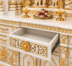 Large White & Gold Ram Darbar Hindu Prayer <b>Temple</b> Hindu Teak Wood Ram Darbar Mandir For Pooja Room <b>Wooden</b> Pooja Home <b>Temple</b> UK - Product Image 5