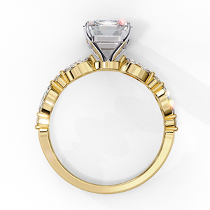 Elongated Emerald Cut Diamond Engagement Ring with Marquise Side <b>Stones</b> - Product Image 5