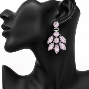 ARTS JEWELS Pendientes Colgantes de Plata Oxidada y Latón con Cuarzo en Bisel, Diseño de Flor, Estilo Étnico, Regalo para Mujer, Joyería Festiva - Product Image 1