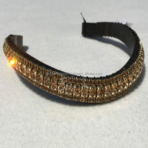 Banda de cristal de lujo para cejas, Topacio ahumado claro, melocotón y Capri, color dorado, negro, inglés, de cuero, en todos los tamaños - Product Image 3