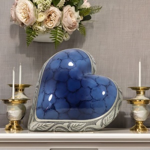 Urnas de cremación de latón de corazón para adultos de nubes azules de alta calidad para cenizas humanas, urna de ceniza de latón a prueba de arañazos, urna de corazón para adultos para cenizas - Product Image 1