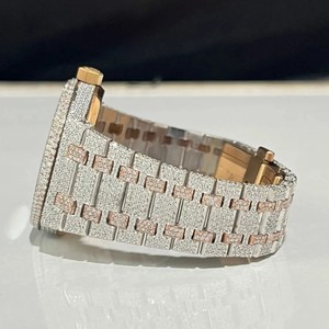 Luxury Hiphop Jewelry Iced Out VVS Moissanite <b>Mechanical</b> <b>Watch</b> Stainless Steel Band Rose Gold Plated Dial Analog Quartz <b>Watch</b> - Product Image 3